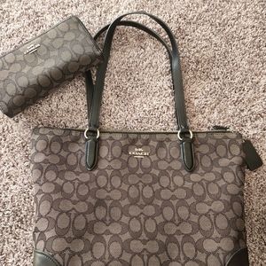 Authentic Coach handbag with matching  wallet